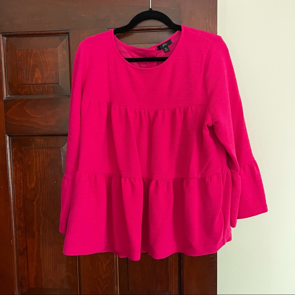 J Crew Pink Blouse with Bell Sleeves